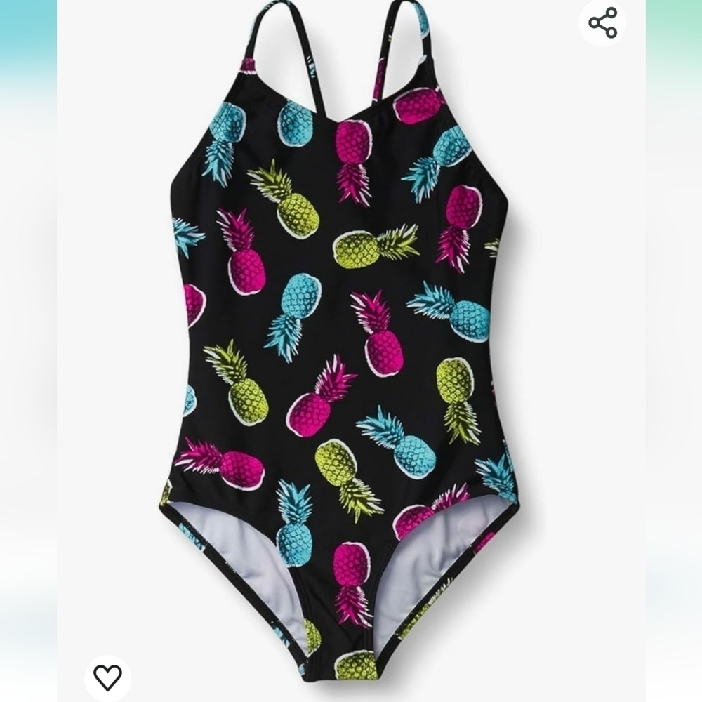 Kanu Surf Daisy Beach Sport 1-Piece Swimsuit in Aloha Pineapple Print Size 14